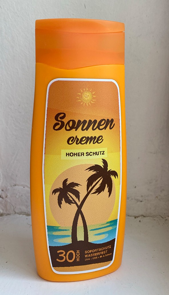Sonnencreme-Etikett