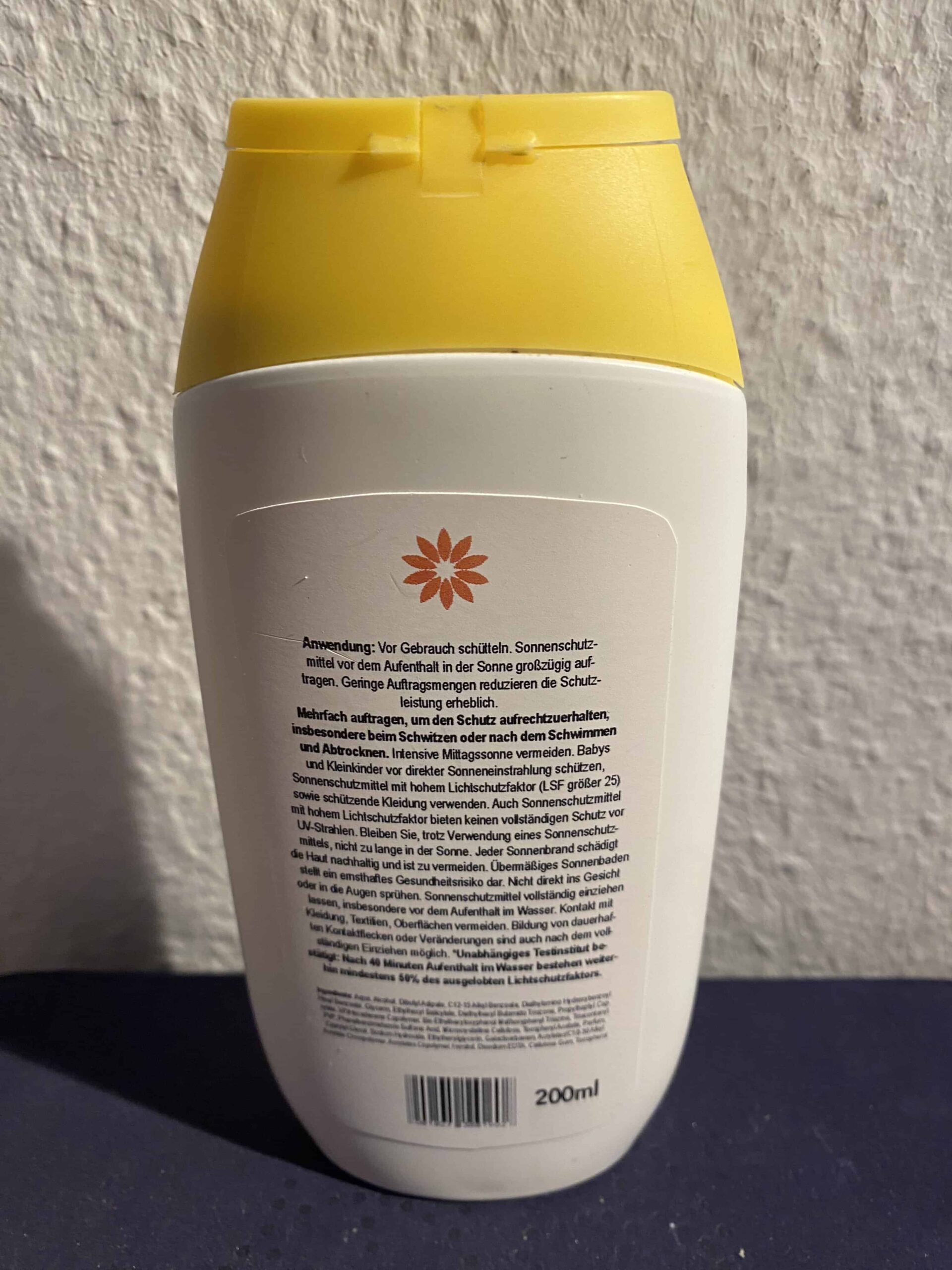 Orphelios Sonnencreme Rückseite