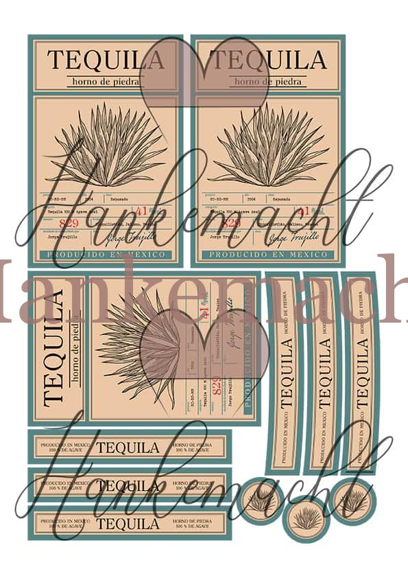 Tequila horno de piedra, 0,7 und 1 Liter (Beige/Petrol) – Bild 2