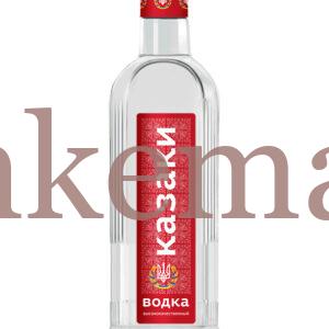 Wodka Borka 0,7 Liter, Etikett vorne 3,8 x 13,5 cm, Rot