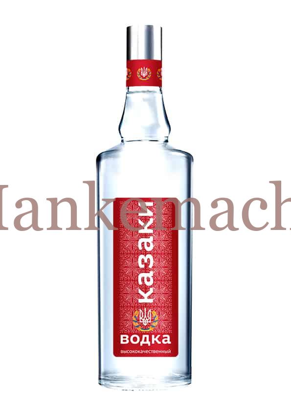 Wodka Borka 0,7 Liter, Etikett vorne 4,5 x 11 cm, Rot