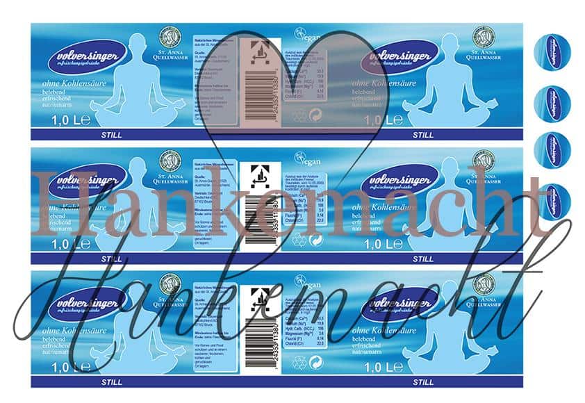 Volversinger Mineralwasser 1 Liter, Banderole, Blau – Bild 2