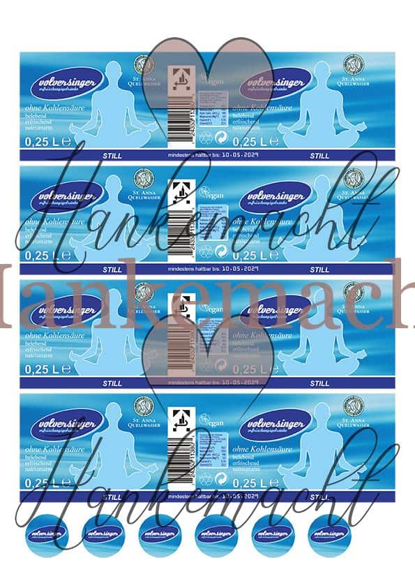 Volversinger Mineralwasser 0,25 Liter, Banderole, Blau – Bild 2