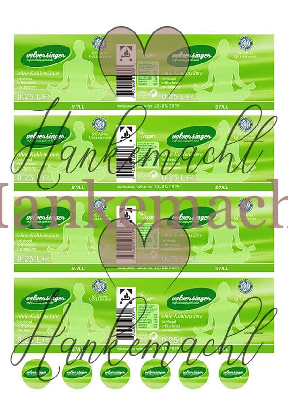 Volversinger Mineralwasser 0,25 Liter, Banderole, Grün – Bild 2