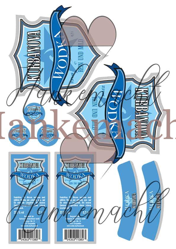 Wodka Kurbanova 0,7 Liter, Hellblau – Bild 2