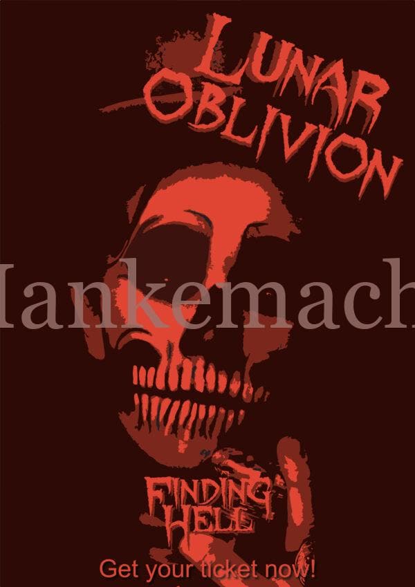 Lunar Oblivion Finding Hell Poster in rot mit Totenschädel